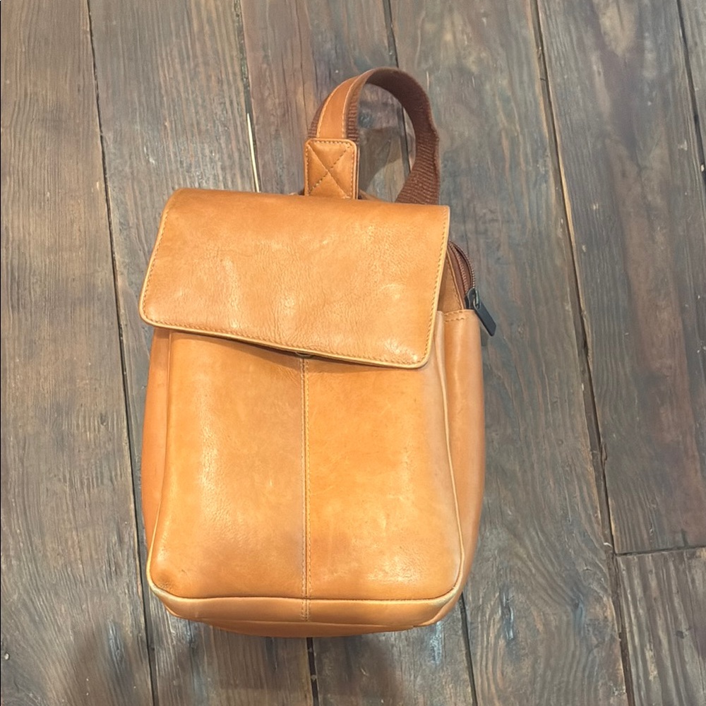 Ladonna Tan Leather Backpack Sling Bag